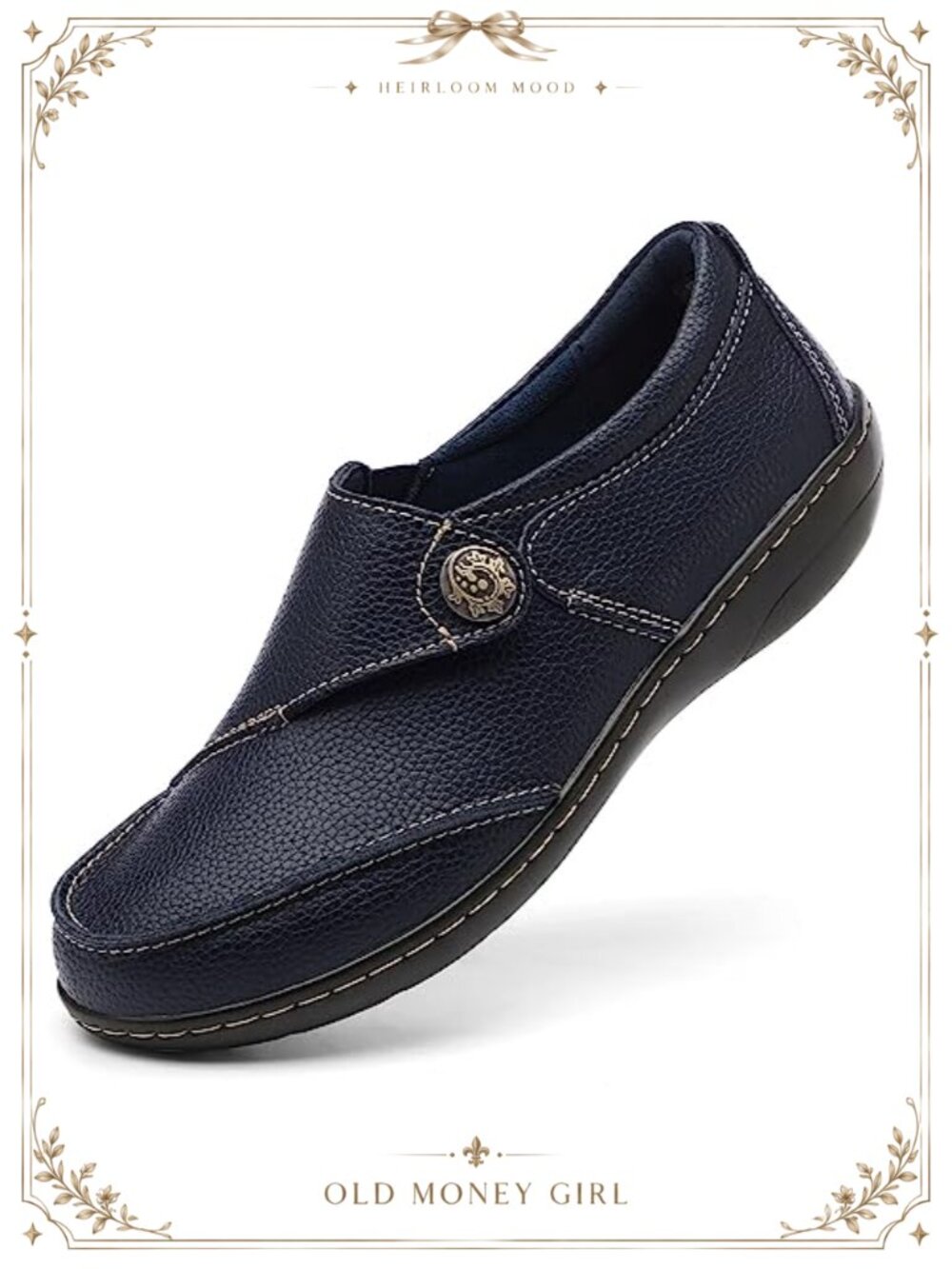 Pebbled Real Leather Loafers Moc Toe Slip On Comfort Walking Flats